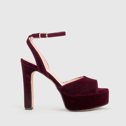 Sandalia Lottie Terciopelo Granate