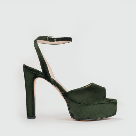 Sandalia Lottie Terciopelo Verde