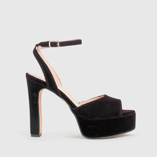 Sandalia Lottie Terciopelo Chocolate