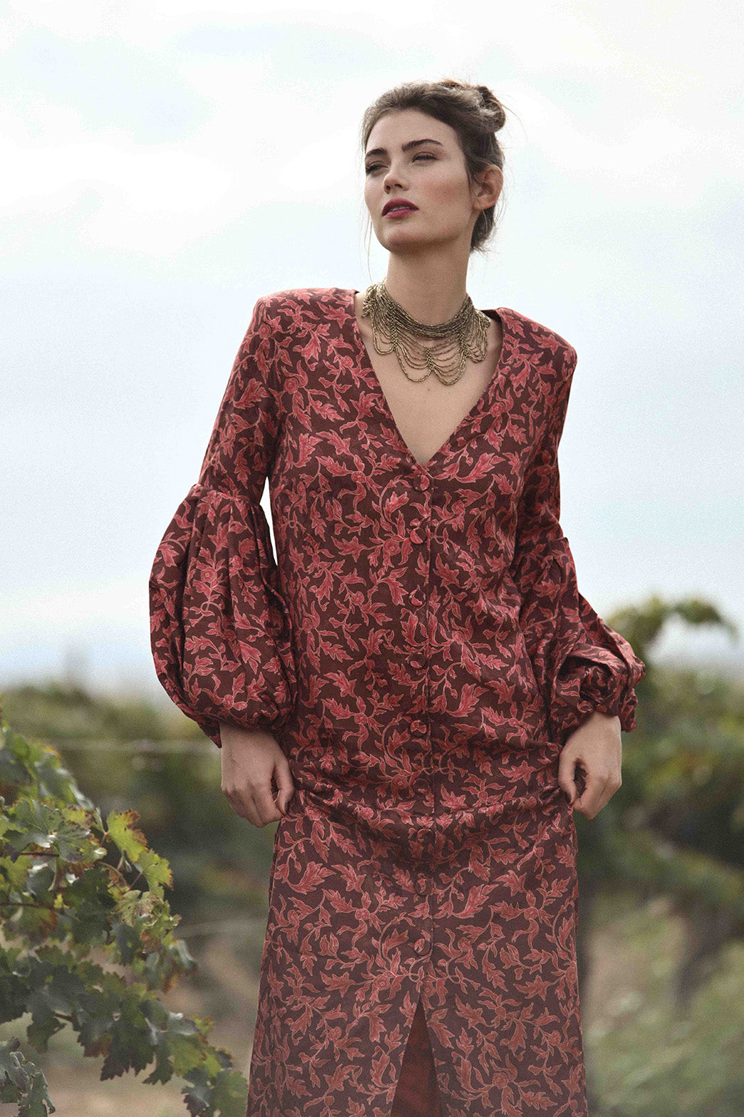 Vestido Merlot Estampado