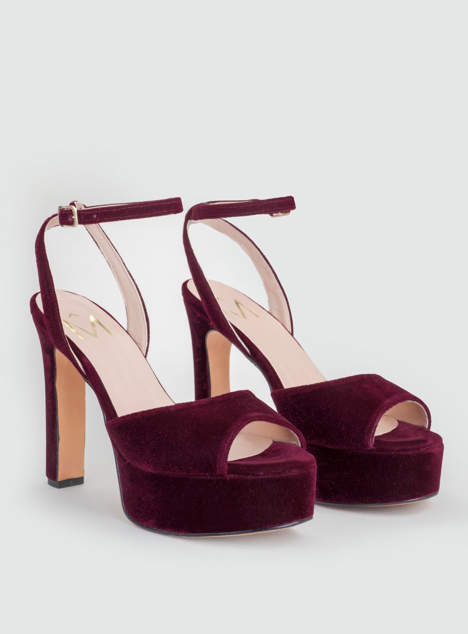 Tacones Sandalias Plataforma Granates Sandalia Lottie Terciopelo
