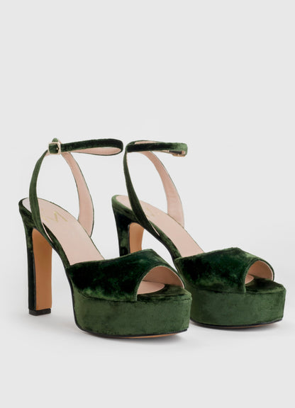 Sandalia Lottie Terciopelo Verde