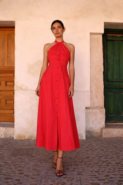 Vestido Duna coral elegante para invitadas