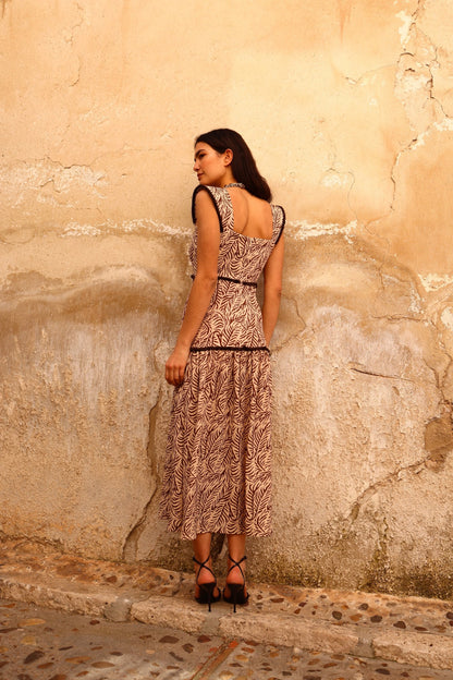 Vestido Galera Hojas lino vista trasera