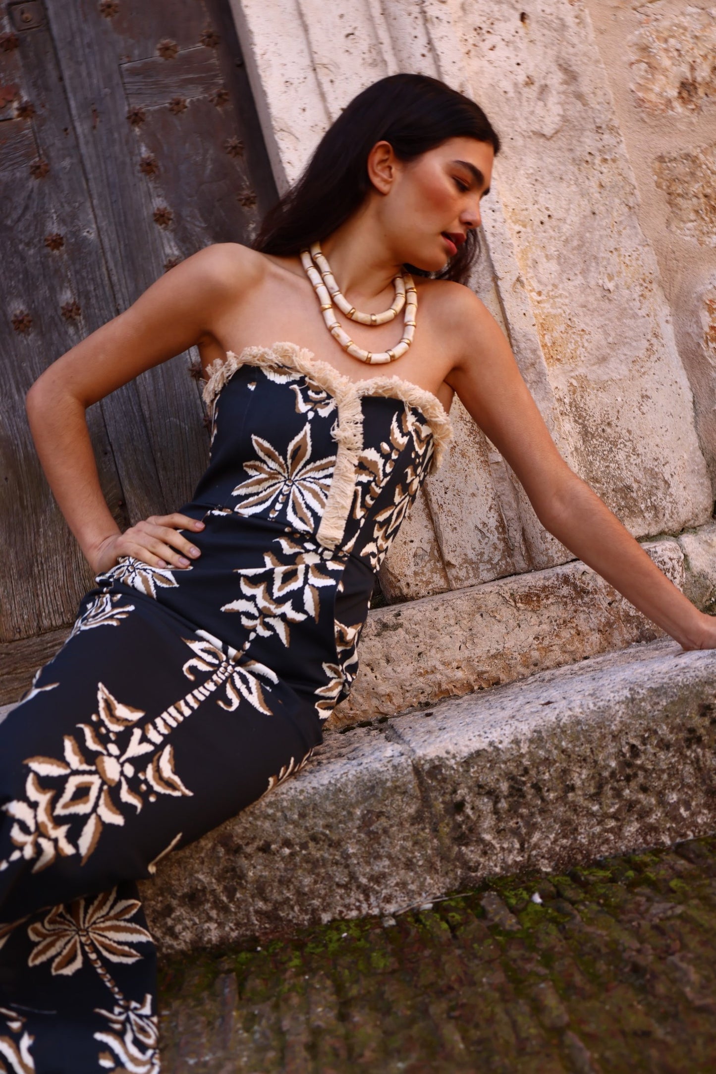 Detalle escote desflecado vestido Palma algodón